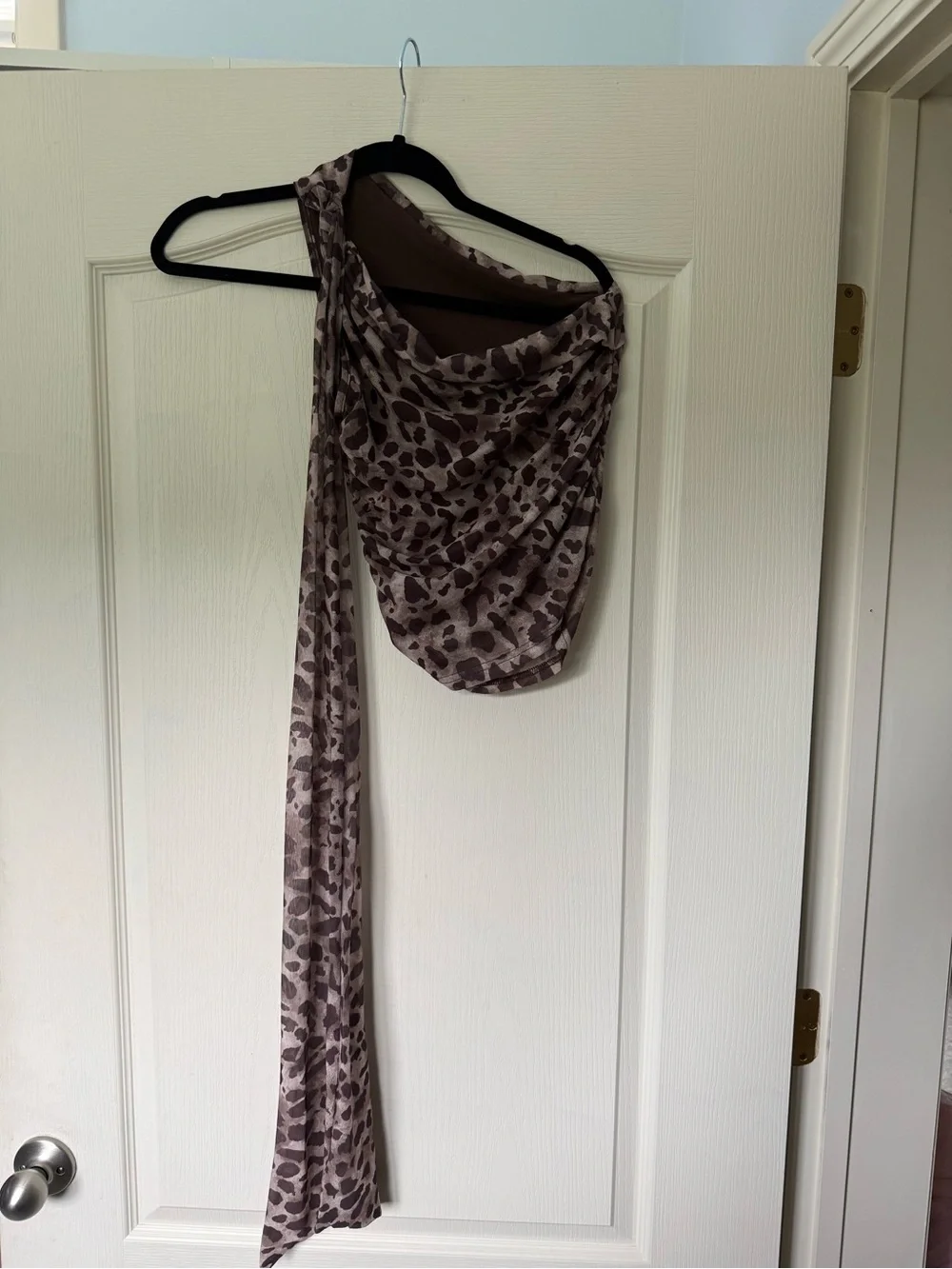 Light Brown Leopard Print Draped Scarf Wrap